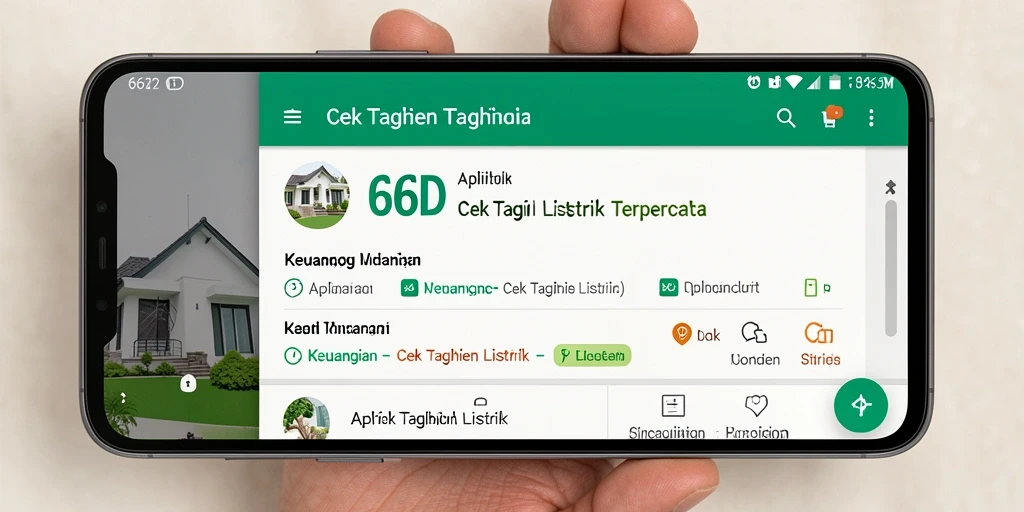 Antarmuka aplikasi 66D untuk cek tagihan listrik yang interaktif.