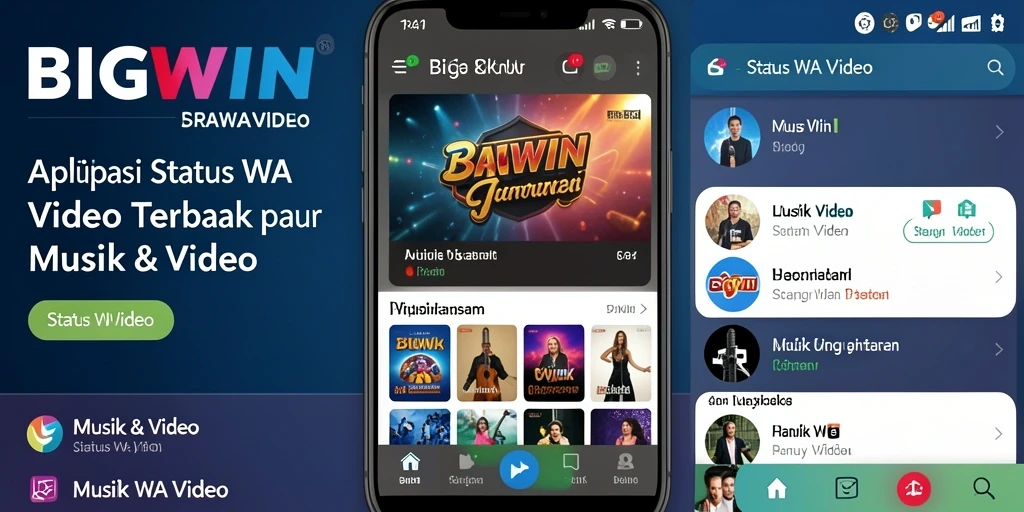 Tampilan antarmuka BIGWIN yang menarik untuk aplikasi Status WA Video.