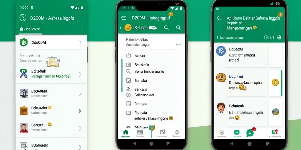 Antarmuka D200M yang interaktif untuk belajar Bahasa Inggris.