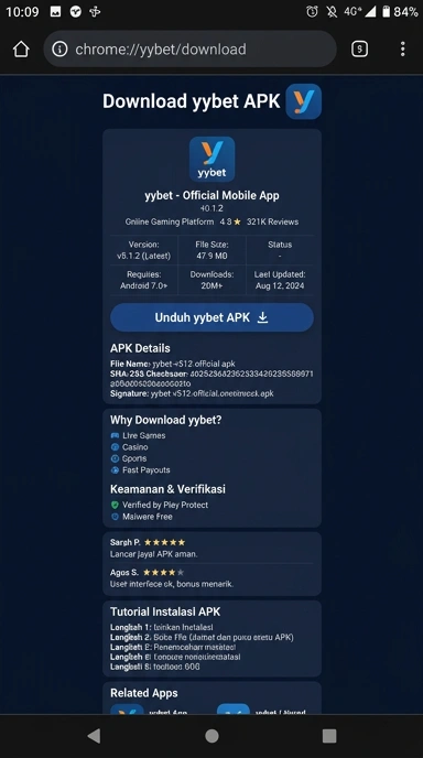 Tampilan halaman APK yybet