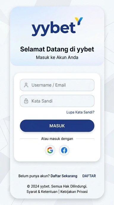 Tampilan halaman login yybet